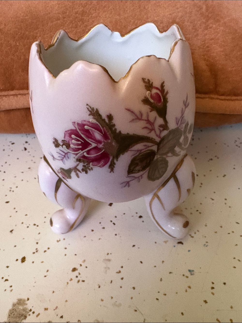 Pink Floral Porcelain Footed Planter Napco